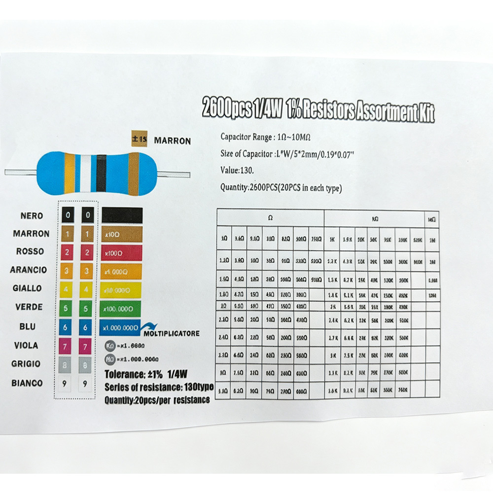 Kit Assortito di 2600 Resistor - Diy Electronics Com recensione e prezzo